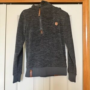 Naketano Brave New World women’s fleece‎ half-zip pull over hoodie | size small